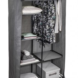 Dulap textil pliabil cu rafturi culoare antracit Dulap textil pliabil cu rafturi culoare antracit